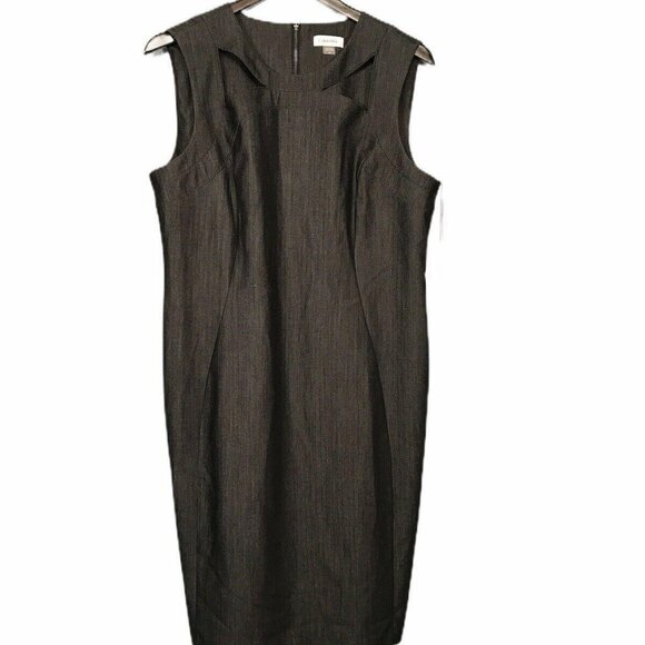 Calvin Klein Sleeveless Sheath Dress Cutout Detail Womens Size 14 Solid Black - Picture 6 of 7